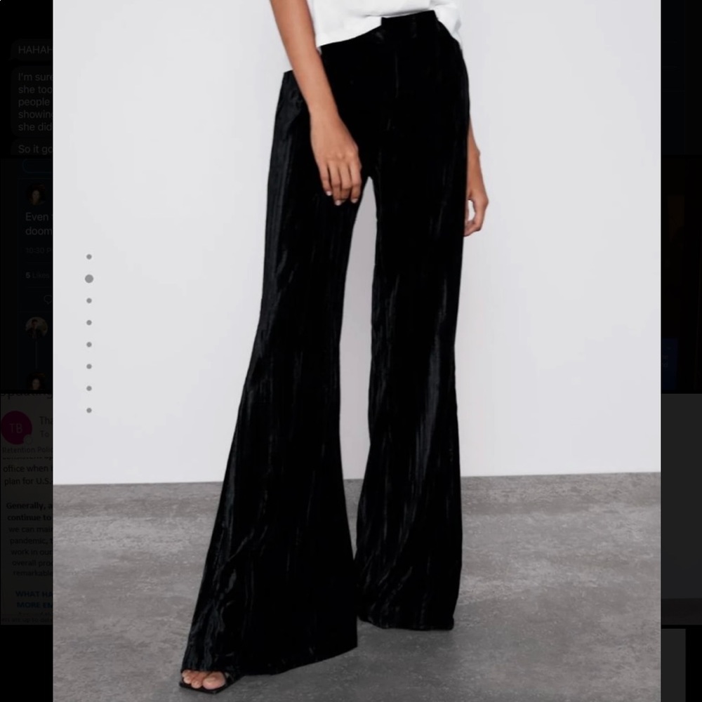 NWT Zara Velvet Wide Leg Pants